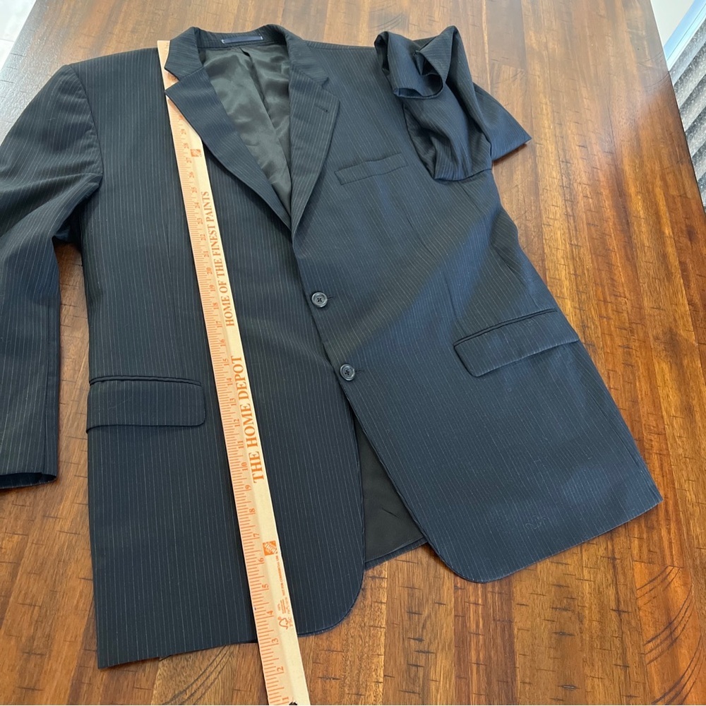Burberry London United Blazer 100% Wool 48R Pinstripes Black Model HBS40 - Picture 9 of 11